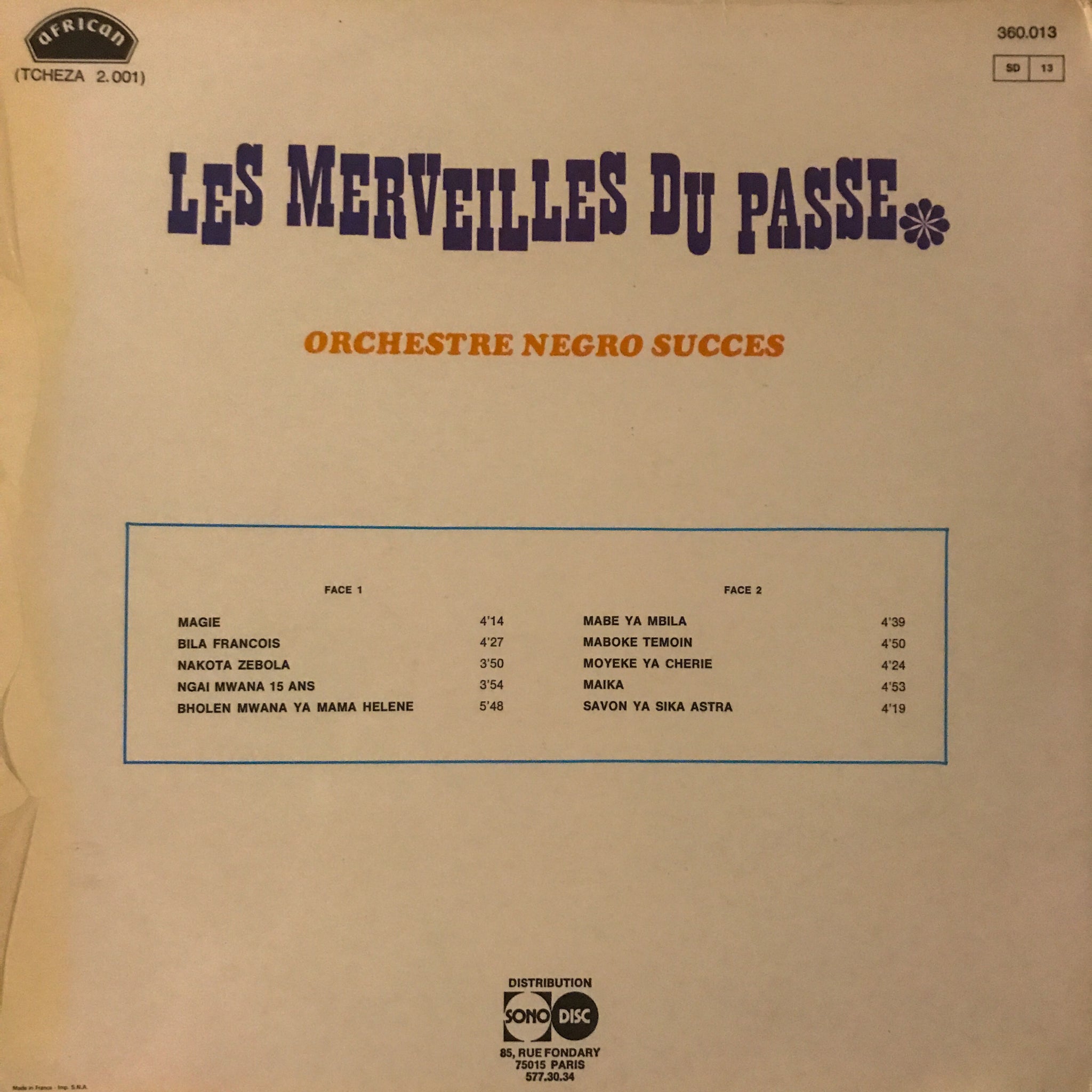 Orchestre Nègro Succès - Les Merveilles Du Passé