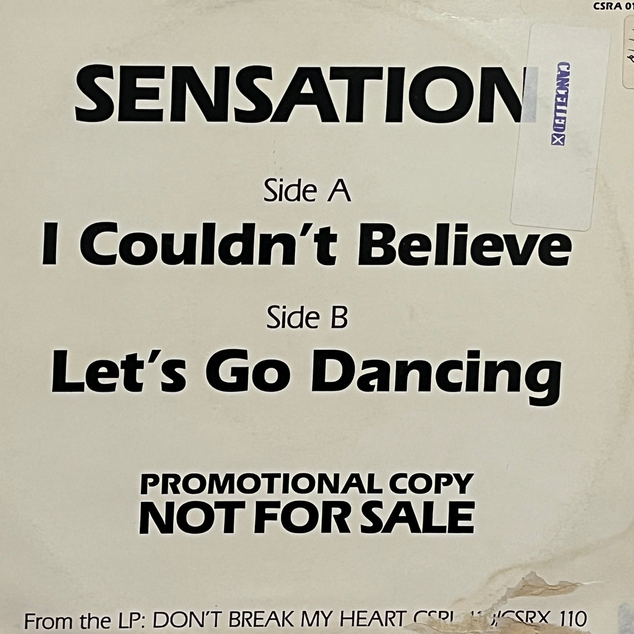 Sensation - I Couldn't Believe It