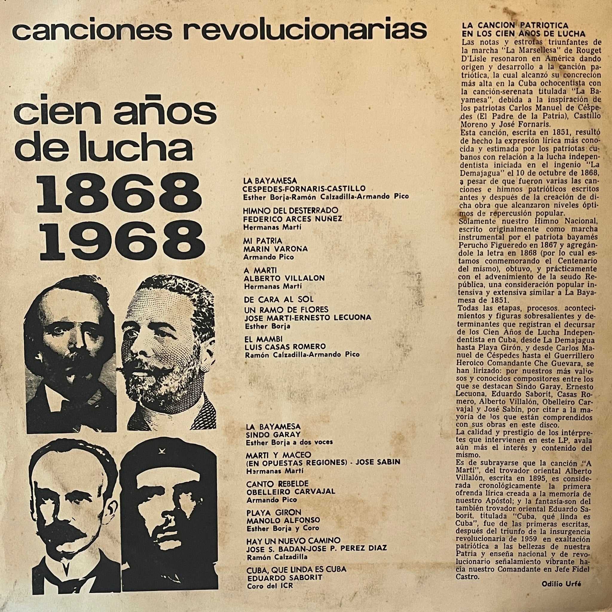 Canciones Revolucionarias - Cien Años De Lucha 1868 - 1968