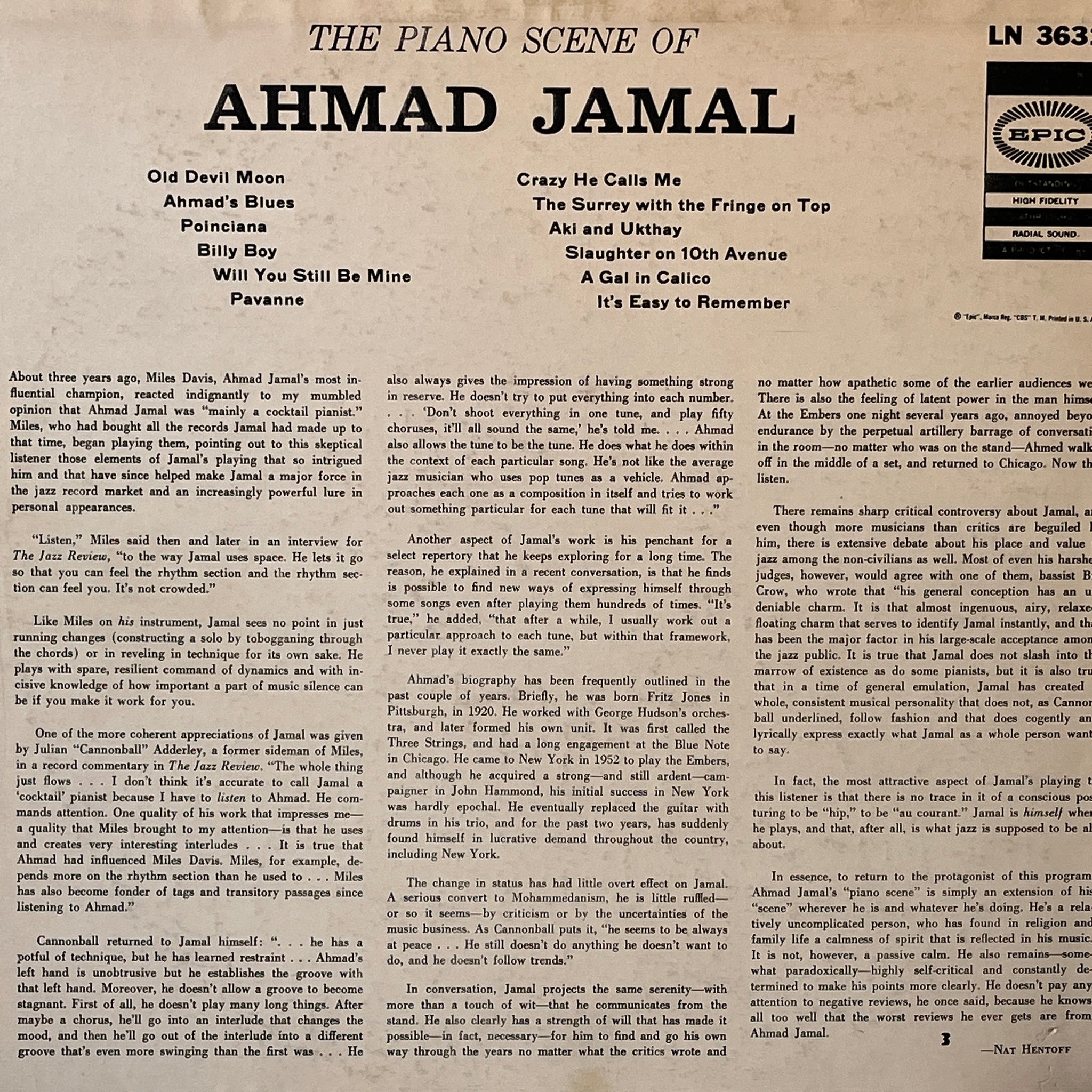 Ahmad Jamal – The Piano Scene Of Ahmad Jamal